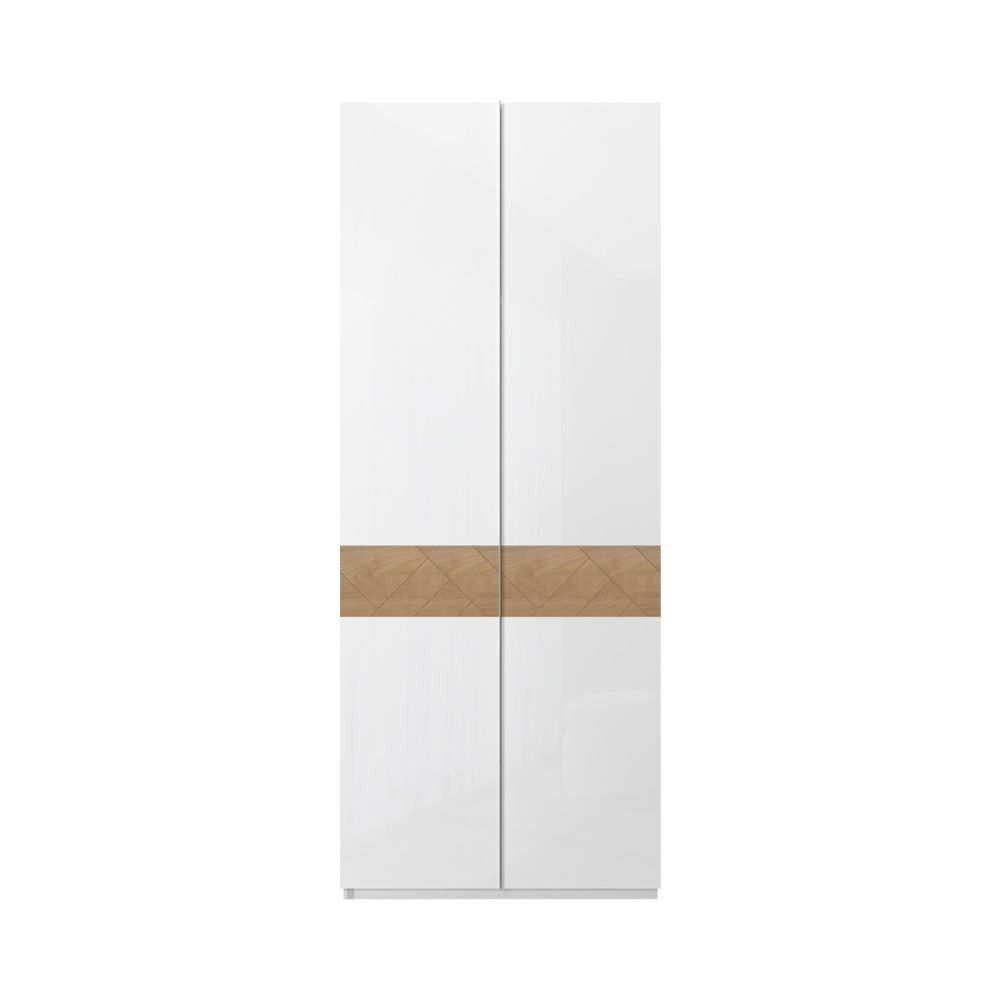 Kiegészítő szekrény, tölgy, magasfényű fehér - bosphore - butopêa